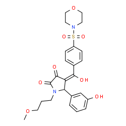ChemSpider 2D Image | (4E)-4-{Hydroxy[4-(4-morpholinylsulfonyl)phenyl]methylene}-5-(3-hydroxyphenyl)-1-(3-methoxypropyl)-2,3-pyrrolidinedione | C25H28N2O8S