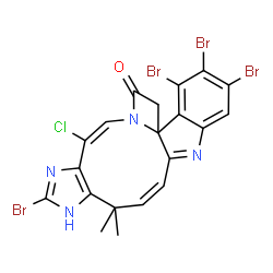 ChemSpider 2D Image | (8Z,14E)-3,4,5,12-Tetrabromo-14-chloro-10,10-dimethyl-10,11-dihydroazeto[1',2':1,2]imidazo[4',5':7,8]azecino[3,2-b]indol-1(2H)-one | C20H13Br4ClN4O