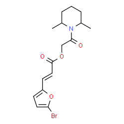 ChemSpider 2D Image | 2-(2,6-Dimethyl-1-piperidinyl)-2-oxoethyl (2E)-3-(5-bromo-2-furyl)acrylate | C16H20BrNO4