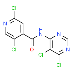 ChemSpider 2D Image | 2,5-Dichloro-N-(5,6-dichloro-4-pyrimidinyl)isonicotinamide | C10H4Cl4N4O