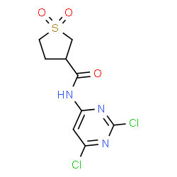 ChemSpider 2D Image | N-(2,6-Dichloro-4-pyrimidinyl)tetrahydro-3-thiophenecarboxamide 1,1-dioxide | C9H9Cl2N3O3S