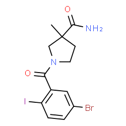 ChemSpider 2D Image | 1-(5-Bromo-2-iodobenzoyl)-3-methyl-3-pyrrolidinecarboxamide | C13H14BrIN2O2