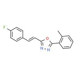 ChemSpider 2D Image | 2-[(E)-2-(4-Fluorophenyl)vinyl]-5-(2-methylphenyl)-1,3,4-oxadiazole | C17H13FN2O