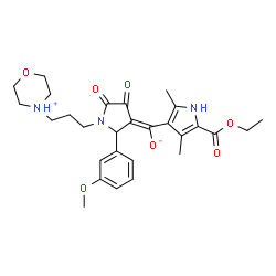 ChemSpider 2D Image | (E)-[5-(Ethoxycarbonyl)-2,4-dimethyl-1H-pyrrol-3-yl]{2-(3-methoxyphenyl)-1-[3-(morpholin-4-ium-4-yl)propyl]-4,5-dioxo-3-pyrrolidinylidene}methanolate | C28H35N3O7