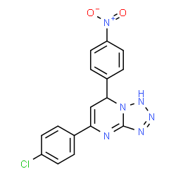 ChemSpider 2D Image | 5-(4-Chlorophenyl)-7-(4-nitrophenyl)-1,7-dihydrotetrazolo[1,5-a]pyrimidine | C16H11ClN6O2