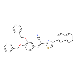 ChemSpider 2D Image | (2E)-3-[3,4-Bis(benzyloxy)phenyl]-2-[4-(2-naphthyl)-1,3-thiazol-2-yl]acrylonitrile | C36H26N2O2S