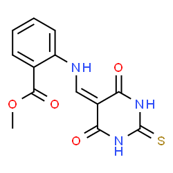 ChemSpider 2D Image | Methyl 2-{[(4,6-dioxo-2-thioxotetrahydro-5(2H)-pyrimidinylidene)methyl]amino}benzoate | C13H11N3O4S