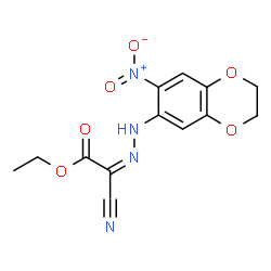 ChemSpider 2D Image | Ethyl (2Z)-cyano[(7-nitro-2,3-dihydro-1,4-benzodioxin-6-yl)hydrazono]acetate | C13H12N4O6