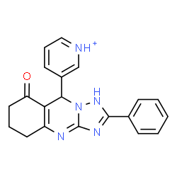 ChemSpider 2D Image | 3-(8-Oxo-2-phenyl-1,5,6,7,8,9-hexahydro[1,2,4]triazolo[5,1-b]quinazolin-9-yl)pyridinium | C20H18N5O