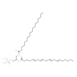 ChemSpider 2D Image | 1-(Phosphonooxy)-3-(stearoyloxy)-2-propanyl (5E,8E,11E,14E)-5,8,11,14-icosatetraenoate | C41H73O8P