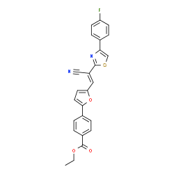 ChemSpider 2D Image | Ethyl 4-(5-{(E)-2-cyano-2-[4-(4-fluorophenyl)-1,3-thiazol-2-yl]vinyl}-2-furyl)benzoate | C25H17FN2O3S