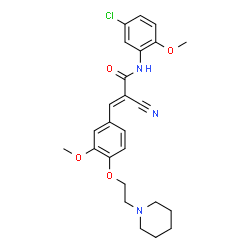ChemSpider 2D Image | (2E)-N-(5-Chloro-2-methoxyphenyl)-2-cyano-3-{3-methoxy-4-[2-(1-piperidinyl)ethoxy]phenyl}acrylamide | C25H28ClN3O4