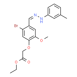 ChemSpider 2D Image | Ethyl (5-bromo-2-methoxy-4-{(Z)-[(3-methylphenyl)hydrazono]methyl}phenoxy)acetate | C19H21BrN2O4