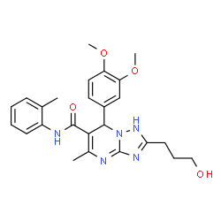 ChemSpider 2D Image | 7-(3,4-Dimethoxyphenyl)-2-(3-hydroxypropyl)-5-methyl-N-(2-methylphenyl)-1,7-dihydro[1,2,4]triazolo[1,5-a]pyrimidine-6-carboxamide | C25H29N5O4
