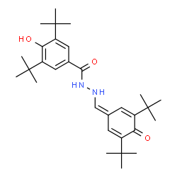 ChemSpider 2D Image | N'-{[3,5-Bis(2-methyl-2-propanyl)-4-oxo-2,5-cyclohexadien-1-ylidene]methyl}-4-hydroxy-3,5-bis(2-methyl-2-propanyl)benzohydrazide | C30H44N2O3