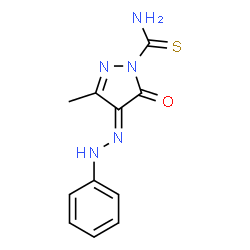 ChemSpider 2D Image | (4E)-3-Methyl-5-oxo-4-(phenylhydrazono)-4,5-dihydro-1H-pyrazole-1-carbothioamide | C11H11N5OS