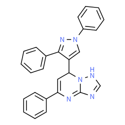 ChemSpider 2D Image | 7-(1,3-Diphenyl-1H-pyrazol-4-yl)-5-phenyl-1,7-dihydro[1,2,4]triazolo[1,5-a]pyrimidine | C26H20N6