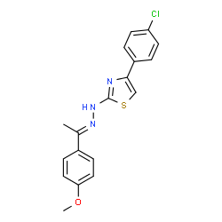 ChemSpider 2D Image | 4-(4-Chlorophenyl)-2-{(2E)-2-[1-(4-methoxyphenyl)ethylidene]hydrazino}-1,3-thiazole | C18H16ClN3OS