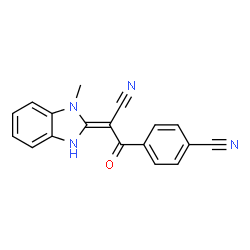 ChemSpider 2D Image | 4-[(2E)-2-Cyano-2-(1-methyl-1,3-dihydro-2H-benzimidazol-2-ylidene)acetyl]benzonitrile | C18H12N4O