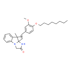 ChemSpider 2D Image | 9a-{(E)-2-[3-Methoxy-4-(octyloxy)phenyl]vinyl}-9,9-dimethyl-9,9a-dihydro-1H-imidazo[1,2-a]indol-2(3H)-one | C29H38N2O3