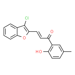 ChemSpider 2D Image | (2E)-3-(3-Chloro-1-benzofuran-2-yl)-1-(2-hydroxy-5-methylphenyl)-2-propen-1-one | C18H13ClO3