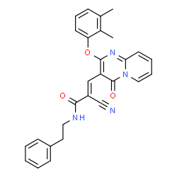 ChemSpider 2D Image | (2E)-2-Cyano-3-[2-(2,3-dimethylphenoxy)-4-oxo-4H-pyrido[1,2-a]pyrimidin-3-yl]-N-(2-phenylethyl)acrylamide | C28H24N4O3
