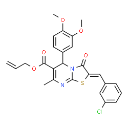 ChemSpider 2D Image | Allyl (2Z)-2-(3-chlorobenzylidene)-5-(3,4-dimethoxyphenyl)-7-methyl-3-oxo-2,3-dihydro-5H-[1,3]thiazolo[3,2-a]pyrimidine-6-carboxylate | C26H23ClN2O5S