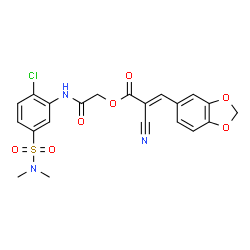 ChemSpider 2D Image | 2-{[2-Chloro-5-(dimethylsulfamoyl)phenyl]amino}-2-oxoethyl (2E)-3-(1,3-benzodioxol-5-yl)-2-cyanoacrylate | C21H18ClN3O7S