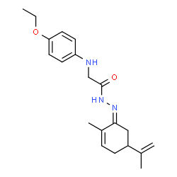 ChemSpider 2D Image | 2-[(4-Ethoxyphenyl)amino]-N'-[(1Z)-5-isopropenyl-2-methyl-2-cyclohexen-1-ylidene]acetohydrazide | C20H27N3O2