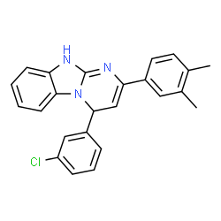 ChemSpider 2D Image | 4-(3-Chlorophenyl)-2-(3,4-dimethylphenyl)-4,10-dihydropyrimido[1,2-a]benzimidazole | C24H20ClN3