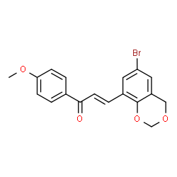 ChemSpider 2D Image | (2E)-3-(6-Bromo-4H-1,3-benzodioxin-8-yl)-1-(4-methoxyphenyl)-2-propen-1-one | C18H15BrO4