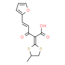 ChemSpider 2D Image | (2E,4E)-5-(2-Furyl)-2-(4-methyl-1,3-dithiolan-2-ylidene)-3-oxo-4-pentenoic acid | C13H12O4S2