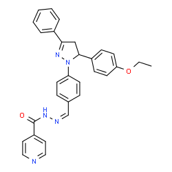 ChemSpider 2D Image | N'-[(Z)-{4-[5-(4-Ethoxyphenyl)-3-phenyl-4,5-dihydro-1H-pyrazol-1-yl]phenyl}methylene]isonicotinohydrazide | C30H27N5O2