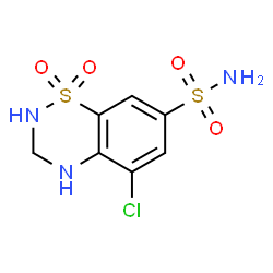 ChemSpider 2D Image | 5-Chloro-3,4-dihydro-2H-1,2,4-benzothiadiazine-7-sulfonamide 1,1-dioxide | C7H8ClN3O4S2