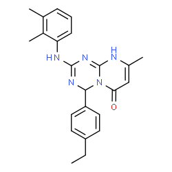 ChemSpider 2D Image | 2-[(2,3-Dimethylphenyl)amino]-4-(4-ethylphenyl)-8-methyl-4,9-dihydro-6H-pyrimido[1,2-a][1,3,5]triazin-6-one | C23H25N5O