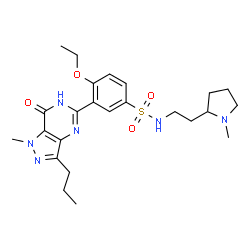 ChemSpider 2D Image | 3-(6,7-Dihydro-1-methyl-7-oxo-3-propyl-1H-pyrazolo[4,3-d]pyrimidin-5-yl)-4-ethoxy-N-[2-(1-methyl-2-pyrrolidinyl)ethyl]benzenesulfonamide | C24H34N6O4S