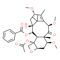 ChemSpider 2D Image | (2alpha,5beta,7beta,10beta,13alpha)-4-Acetoxy-1-hydroxy-7,10,13-trimethoxy-9-oxo-5,20-epoxytax-11-en-2-yl benzoate | C32H42O10