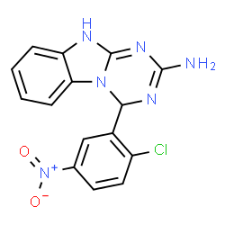 ChemSpider 2D Image | 4-(2-Chloro-5-nitrophenyl)-4,10-dihydro[1,3,5]triazino[1,2-a]benzimidazol-2-amine | C15H11ClN6O2