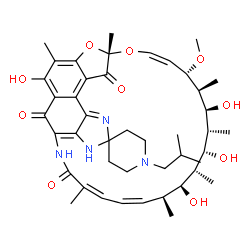 ChemSpider 2D Image | (7S,9Z,11S,12S,13S,14R,15R,16R,17S,18S,19Z,21Z)-2,13,15,17-Tetrahydroxy-1'-isobutyl-11-methoxy-3,7,12,14,16,18,22-heptamethyl-6H,23H,32H-spiro[8,33-dioxa-24,27,29-triazapentacyclo[23.6.1.1~4,7~.0~5,31
~.0~26,30~]tritriaconta-1(31),2,4,9,19,21,25,29-octaene-28,4'-piperidine]-6,23,32-trione | C44H60N4O10