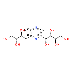 ChemSpider 2D Image | (1R,2S,3R)-1-{6-[(2S,3R)-2,3,4-Trihydroxybutyl](~13~C_4_)-2-pyrazinyl}-1,2,3,4-butanetetrol | C813C4H20N2O7