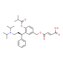 ChemSpider 2D Image | (2E)-4-({3-[(1R)-3-(Diisopropylamino)-1-phenylpropyl]-4-(isobutyryloxy)benzyl}oxy)-4-oxo-2-butenoic acid | C30H39NO6