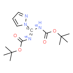 ChemSpider 2D Image | Bis(2-methyl-2-propanyl) [(Z)-1H-pyrazol-1-yl(~13~C)methylylidene]bis[(~15~N)carbamate] | C1313CH22N215N2O4
