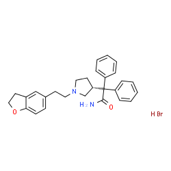 ChemSpider 2D Image | 2-{(3R)-1-[2-(2,3-Dihydro-1-benzofuran-5-yl)ethyl]-3-pyrrolidinyl}-2,2-diphenylacetamide hydrobromide (1:1) | C28H31BrN2O2