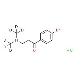 ChemSpider 2D Image | 3-{Bis[(~2~H_3_)methyl]amino}-1-(4-bromophenyl)-1-propanone hydrochloride (1:1) | C11H9D6BrClNO
