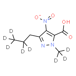 ChemSpider 2D Image | 1-(~2~H_3_)Methyl-4-nitro-3-[(2,2,3,3,3-~2~H_5_)propyl]-1H-pyrazole-5-carboxylic acid | C8H3D8N3O4