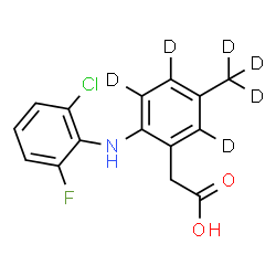 ChemSpider 2D Image | {2-[(2-Chloro-6-fluorophenyl)amino]-5-(~2~H_3_)methyl(~2~H_3_)phenyl}acetic acid | C15H7D6ClFNO2