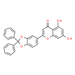 ChemSpider 2D Image | 2-(2,2-Diphenyl-1,3-benzodioxol-5-yl)-5,7-dihydroxy-4H-chromen-4-one | C28H18O6