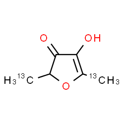 ChemSpider 2D Image | 4-Hydroxy-2,5-bis[(~13~C)methyl]-3(2H)-furanone | C413C2H8O3