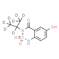 ChemSpider 2D Image | 6-Hydroxy-3-[(~2~H_7_)-2-propanyl]-1H-2,1,3-benzothiadiazin-4(3H)-one 2,2-dioxide | C10H5D7N2O4S