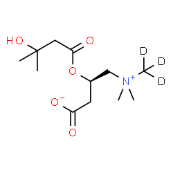 ChemSpider 2D Image | (3R)-4-{Dimethyl[(~2~H_3_)methyl]ammonio}-3-[(3-hydroxy-3-methylbutanoyl)oxy]butanoate | C12H20D3NO5